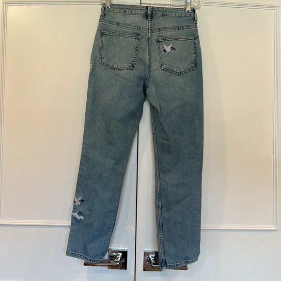 Topshop Moto Bird Embroidered Distressed Skinny Jeans Size 26 - Picture 7 of 14